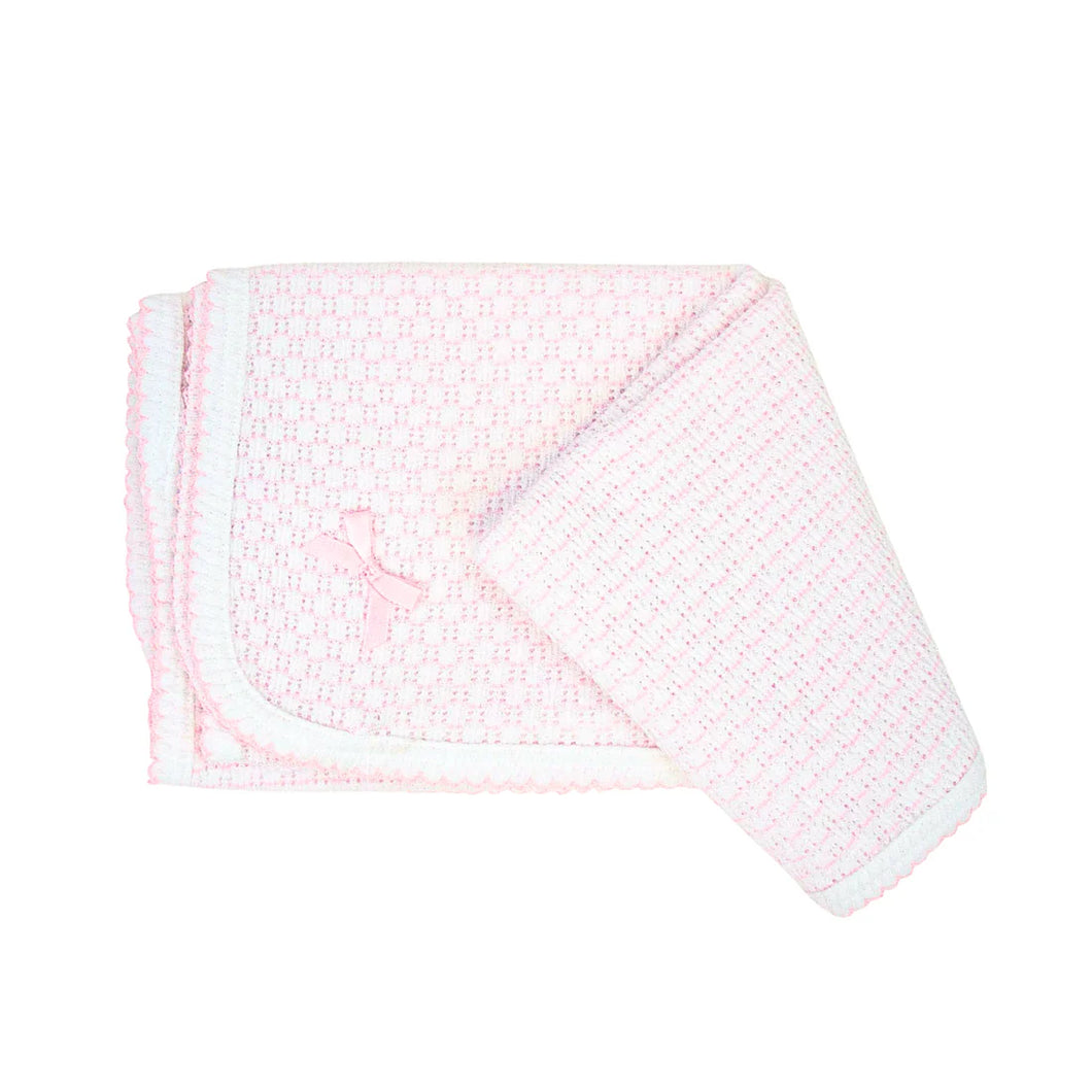 Pink Pinstripe Receiving Blanket w/ Bow