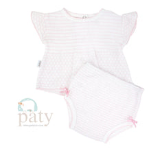 Load image into Gallery viewer, Pink Pinstripe Flutter Sleeve Paty Diaper Set