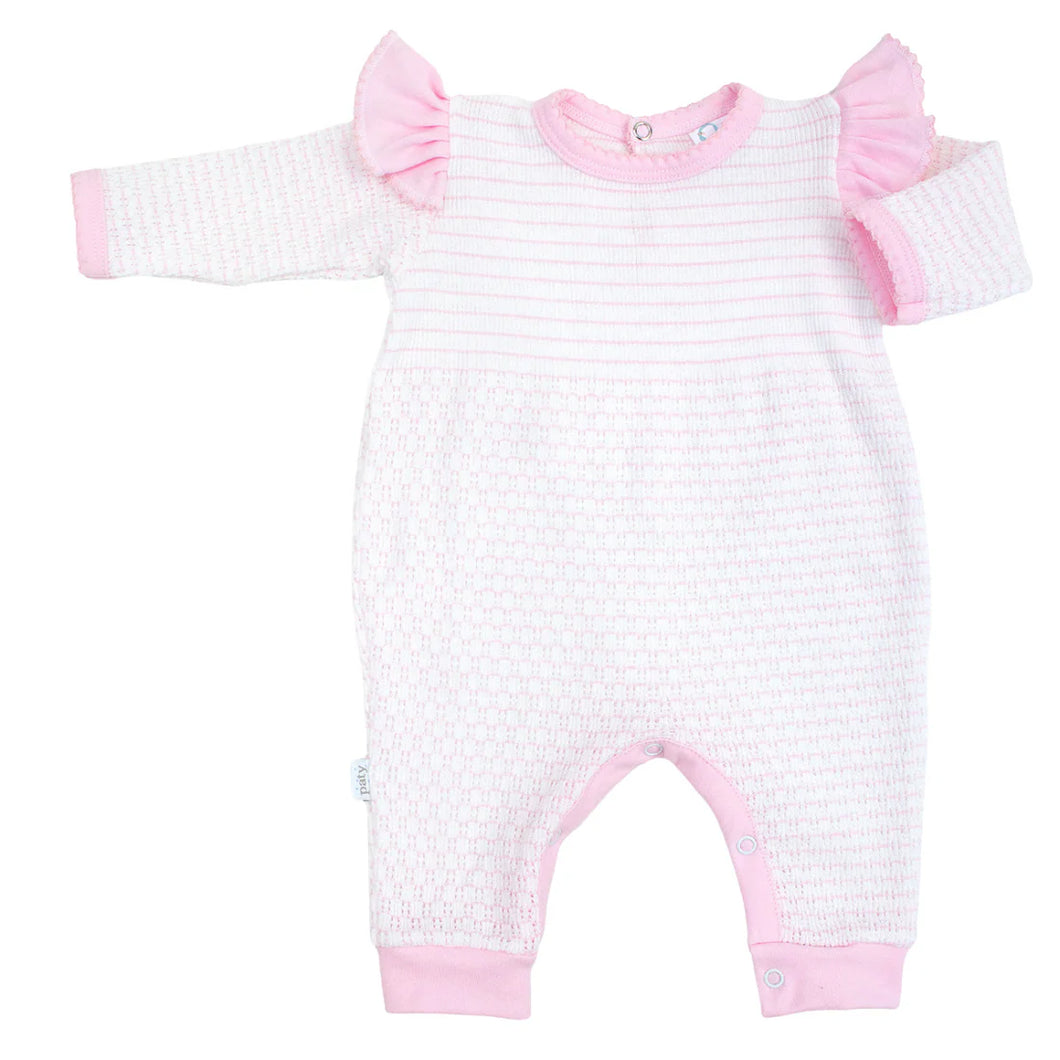 Pink Pinstripe Angel Sleeve Paty Romper