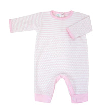 Load image into Gallery viewer, Pink Pinstripe Paty Romper with Pink Pima Trim