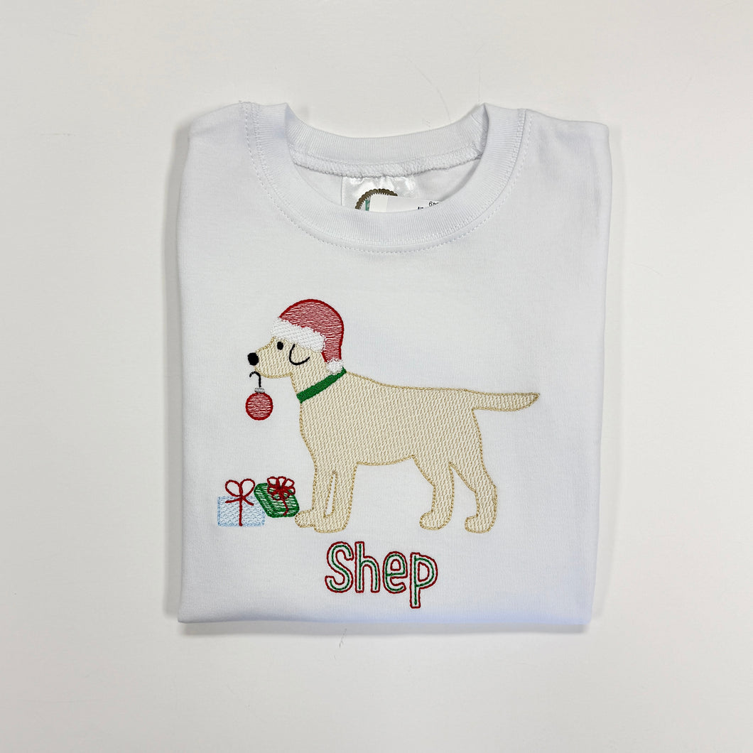 Christmas Dog Monogrammed Tee