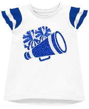 Load image into Gallery viewer, Royal Blue Sequin Cheer Ruffle Shirt