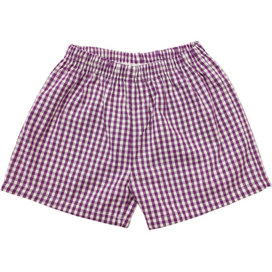 Boys Purple Gingham Shorts