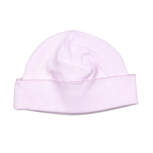Load image into Gallery viewer, Pink Stripes Pima Beanie with Pink Trim