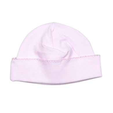 Pink Stripes Pima Beanie with Pink Trim
