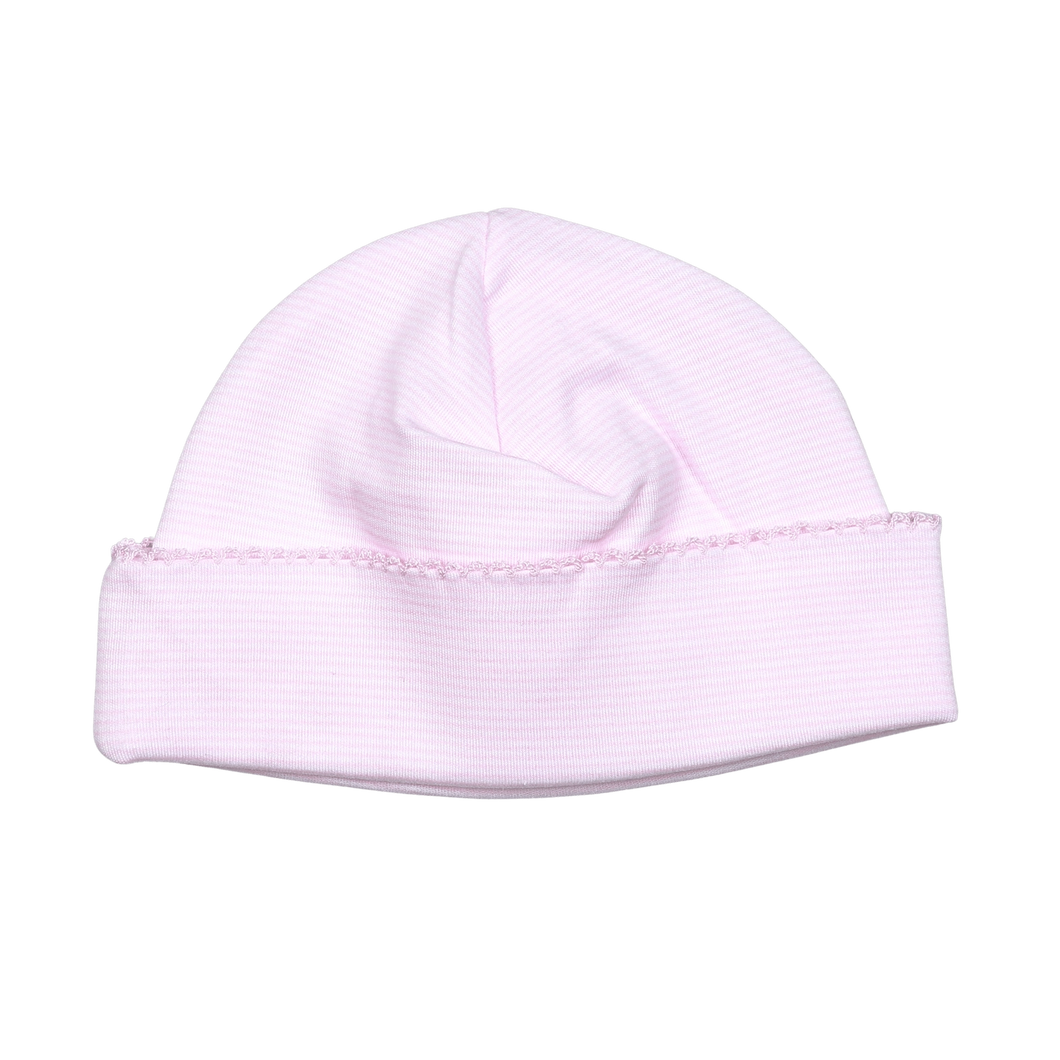 Pink Stripes Pima Beanie with Pink Trim