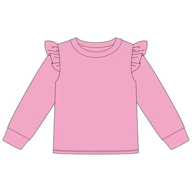 Girls Hot Pink French Terry Flutter Pullover