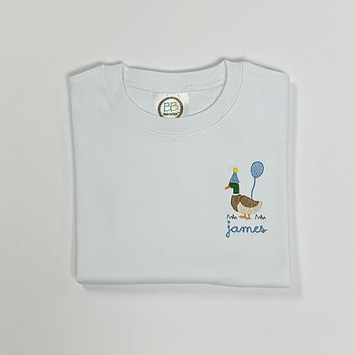 Mini Birthday Mallard with Name on White Tee