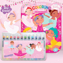 Load image into Gallery viewer, Glitter Ballerina Dry Erase Coloring Book &amp; Crayon Gift Set