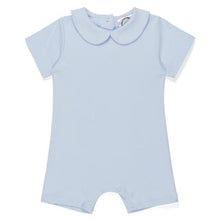 Load image into Gallery viewer, Boys Light Blue Short Sleeve Peter Pan Romper