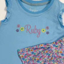 Load image into Gallery viewer, Girls Light Blue Ruffle Tee