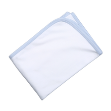 Load image into Gallery viewer, White Pima Blanket with Blue Piping