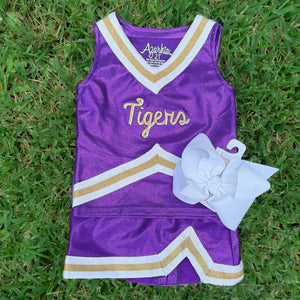 Purple and Gold Shimmer Cheer Suit