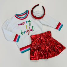 Load image into Gallery viewer, Girls Glitter Merry and Bright Sweatshirt