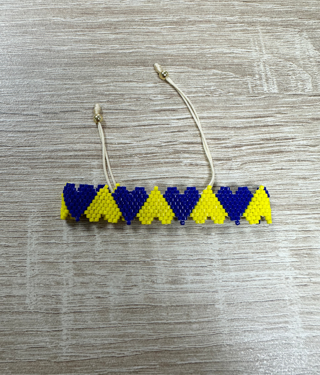 Blue and Yellow Beaded Heart Spirit Bracelet