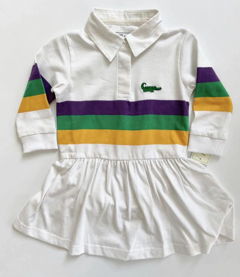 Mardi Gras Rugby L/S Drop Waist Dress