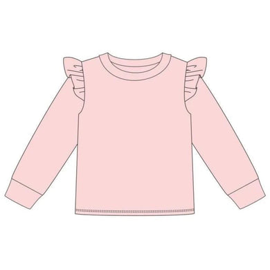 Girls Light Pink French Terry Flutter Pullover