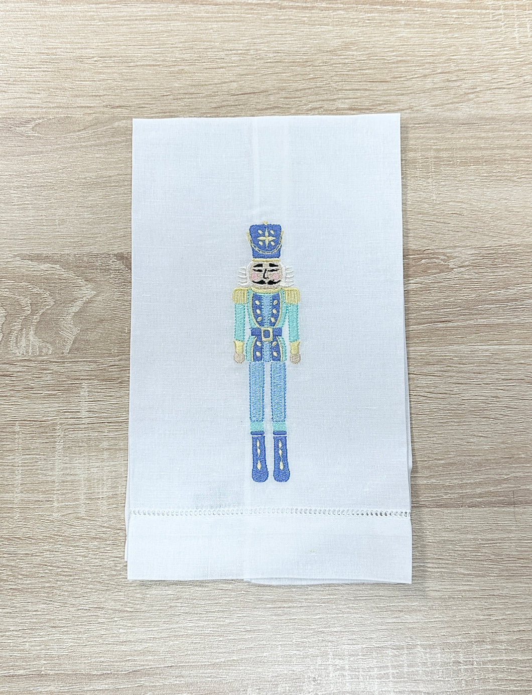 Light Blue Nutcracker Monogrammed Hand Towel