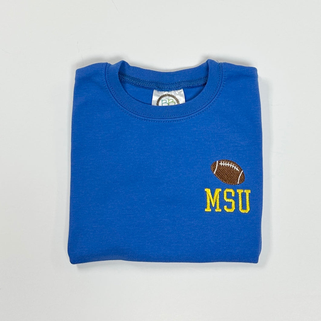 Mini football with MSU Royal Tee