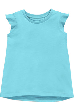 Girls Sky Blue Ruffle Tee