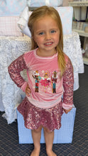 Load image into Gallery viewer, Girls Pink Sequin Nutcracker Velvet Sweatshirt