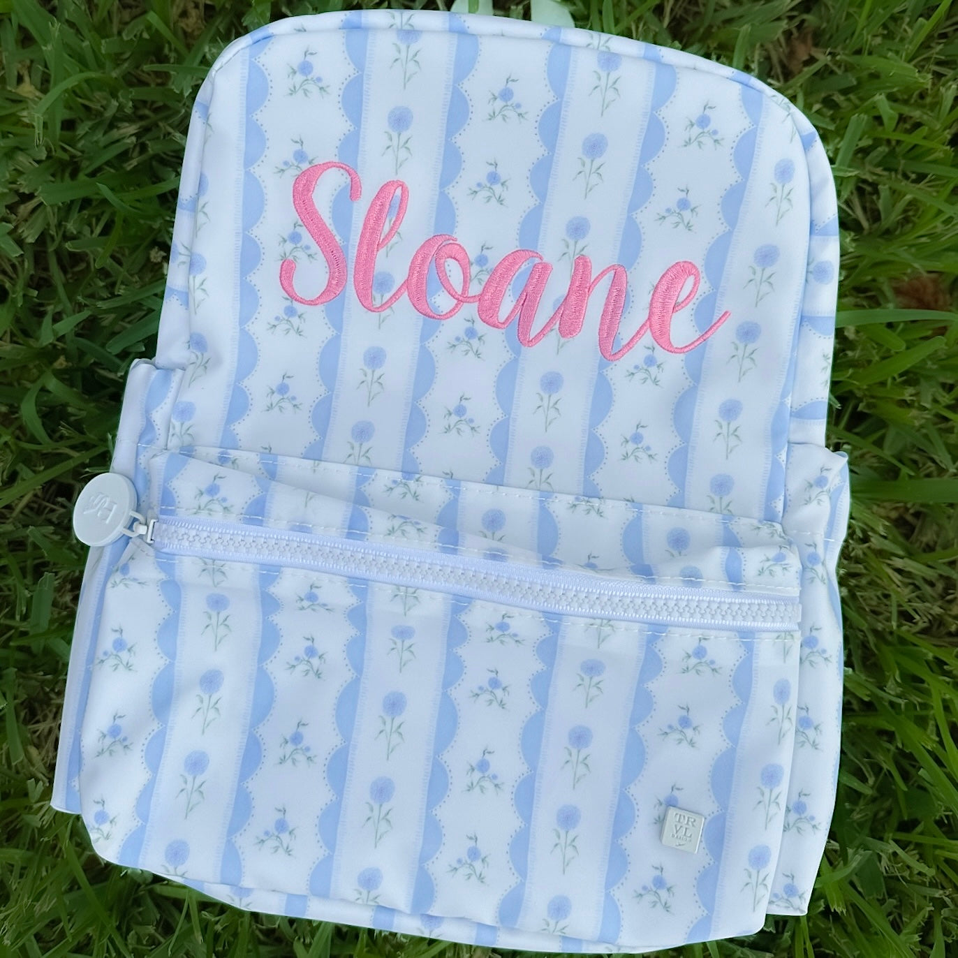 blue floral mini backpack Blue Ribbon Floral Mini Backpack – Queen of Threads Monogramming