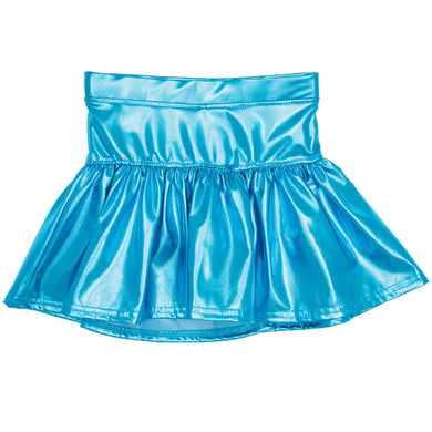 Girls Turquoise Metallic Gathered Skort