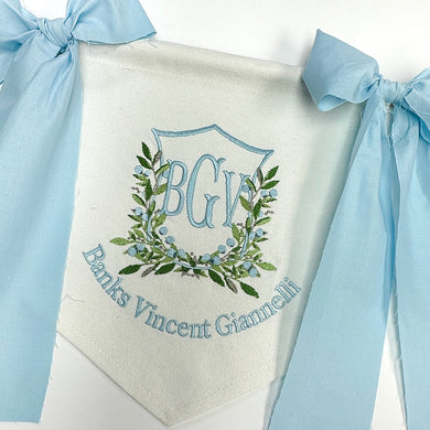 Berries and Bow Blue Baby Boy Banner