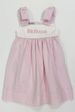 Load image into Gallery viewer, Girls Pink Stripe Bow Strap Dress