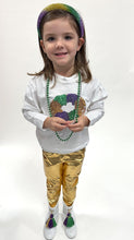 Load image into Gallery viewer, Mardi Gras Sequin King Cake Flutter Sweatshirt