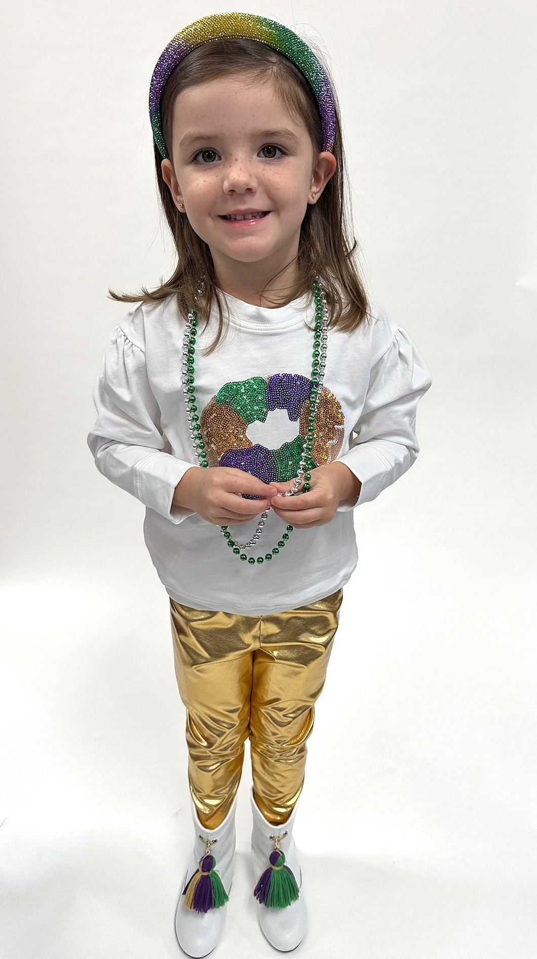 Mardi Gras Sequin King Cake Flutter Sweatshirt