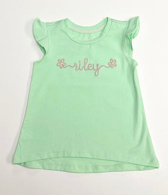 Girls Mint Ruffle Tee