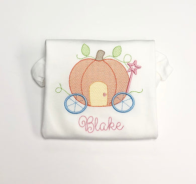 Girls Pumpkin Carriage Sketch Tee