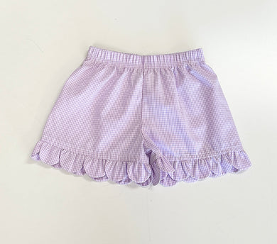 Girls Lavender Mini Gingham Petal Shorts