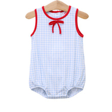 Load image into Gallery viewer, Blue Gingham/Red Bow Bubble