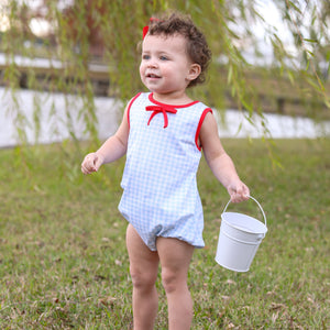 Blue Gingham/Red Bow Bubble