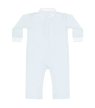 Load image into Gallery viewer, Blue Herringbone Embroidered Playsuit