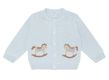 Load image into Gallery viewer, Blue Rocking Horse Embroidered Knit Cardigan