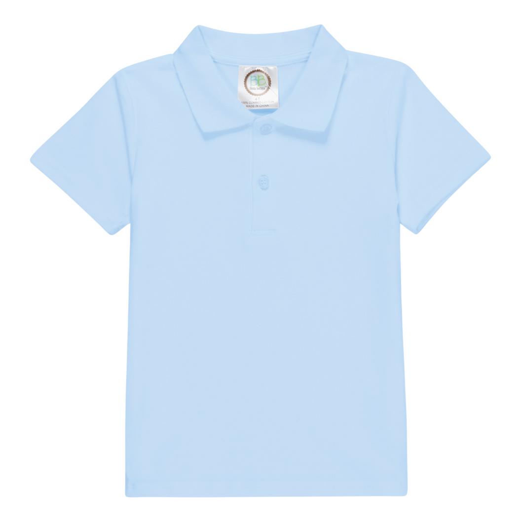 Boys Light Blue Knit S/S Polo