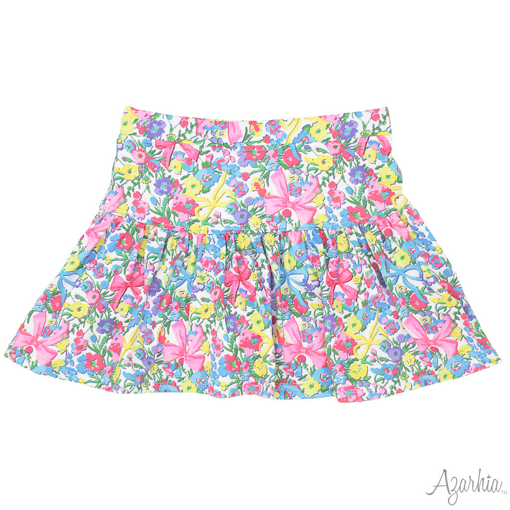 Girls Bright Bows Gathered Skort