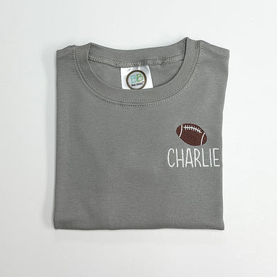 Mini football with Name on Grey Tee