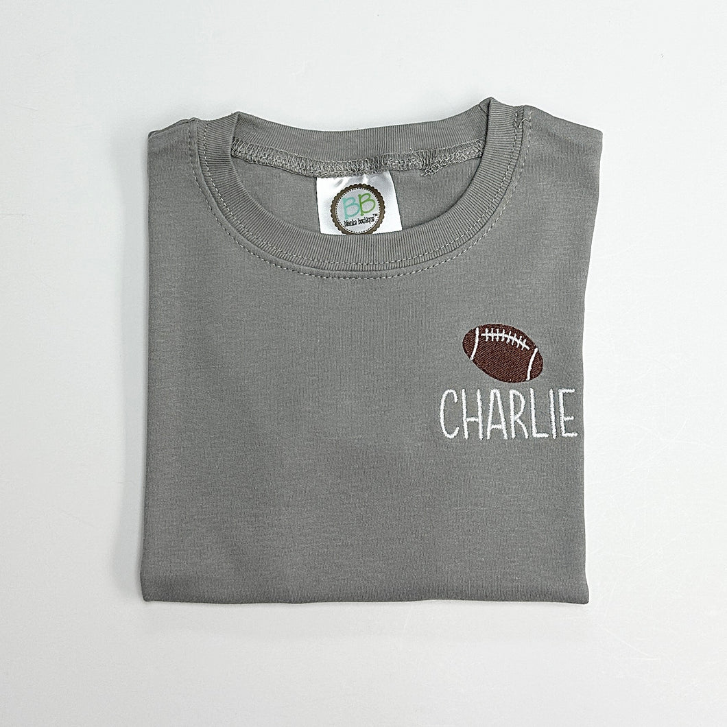 Mini football with Name on Grey Tee