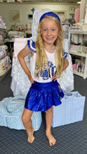Load image into Gallery viewer, Royal Blue Sequin Cheer Ruffle Shirt