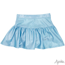 Load image into Gallery viewer, Light Blue Shimmer Gathered Skort