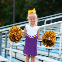 Load image into Gallery viewer, Cheer Uniform Knit Skort Set- Purple/Yellow Stripe