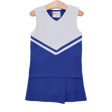 Cheer Uniform Knit Skort Set- Royal/White Stripe