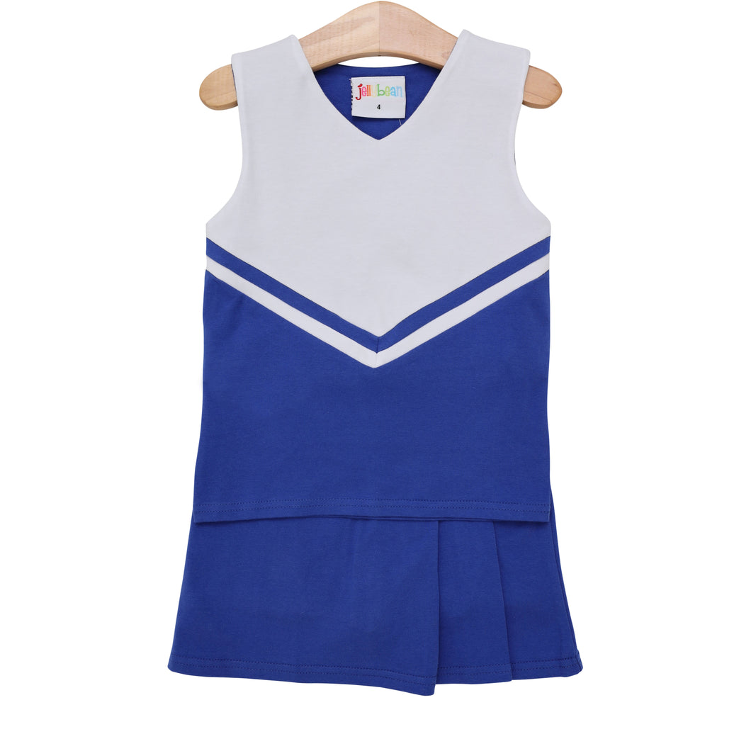 Cheer Uniform Knit Skort Set- Royal/White Stripe