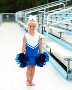 Cheer Uniform Knit Skort Set- Royal/White Stripe