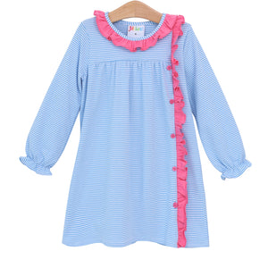 Girls Cornflower Stripe & Watermelon Clara Dress