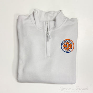 White Half Zip Pullover with SLC Academic Crest